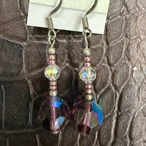 Elegant Purple and Blue Dangle Earrings